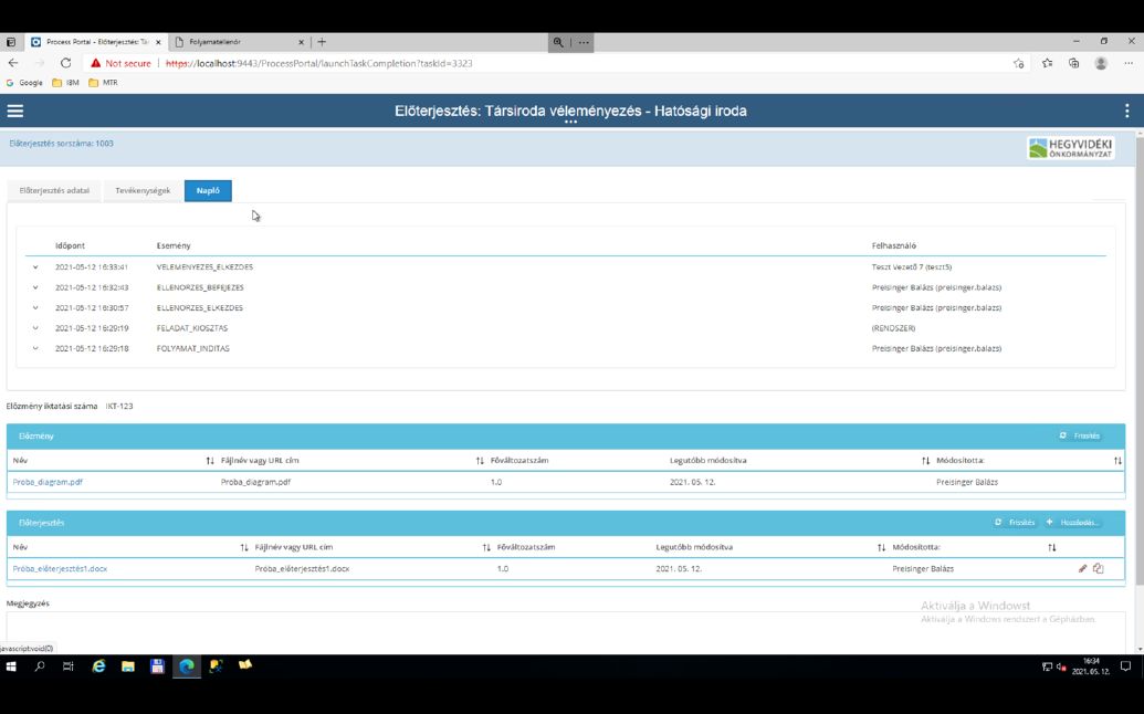 IBM BAW esettanulmány képernyő