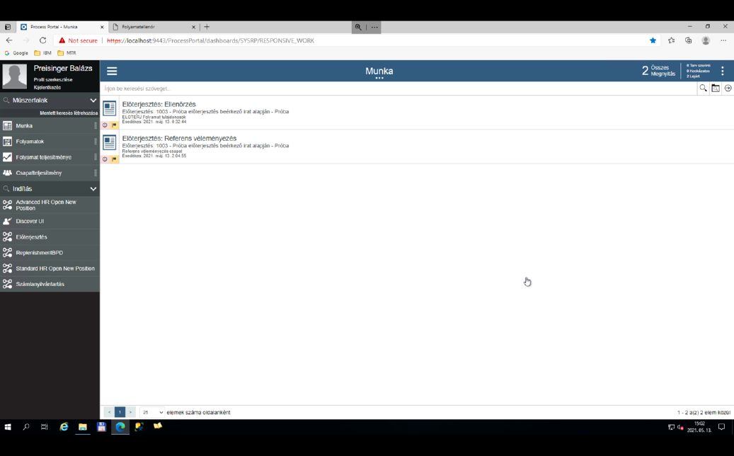 IBM BAW esettanulmány képernyő